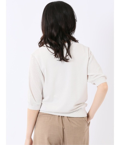 m.f.editorial(エムエフエディトリアル)の「【ストレッチ 接触冷感 UV ウォッシャブル】タカキュー レディース 快適機能 メッシュ切替 半袖 ニット プルオーバー(ニット/セーター・レディース・アイボリー・L)」の16枚目の写真