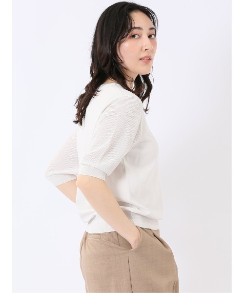 m.f.editorial(エムエフエディトリアル)の「【ストレッチ 接触冷感 UV ウォッシャブル】タカキュー レディース 快適機能 メッシュ切替 半袖 ニット プルオーバー(ニット/セーター・レディース・アイボリー・L)」の17枚目の写真