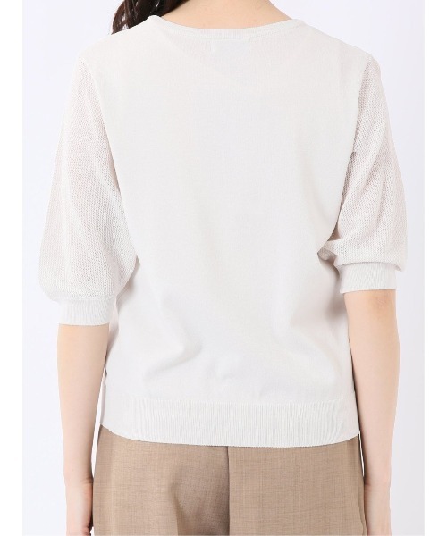 m.f.editorial(エムエフエディトリアル)の「【ストレッチ 接触冷感 UV ウォッシャブル】タカキュー レディース 快適機能 メッシュ切替 半袖 ニット プルオーバー(ニット/セーター・レディース・アイボリー・L)」の21枚目の写真