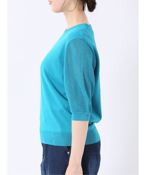 m.f.editorial(エムエフエディトリアル)の「【ストレッチ 接触冷感 UV ウォッシャブル】タカキュー レディース 快適機能 メッシュ切替 半袖 ニット プルオーバー(ニット/セーター・レディース・アイボリー・L)」の5枚目の写真