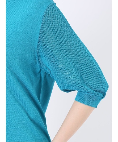 m.f.editorial(エムエフエディトリアル)の「【ストレッチ 接触冷感 UV ウォッシャブル】タカキュー レディース 快適機能 メッシュ切替 半袖 ニット プルオーバー(ニット/セーター・レディース・アイボリー・L)」の8枚目の写真