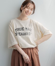 studio CLIP | レースロゴロールアップTシャツ(Tシャツ/カットソー)