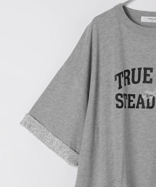 studio CLIP(スタディオクリップ)の「レースロゴロールアップTシャツ(Tシャツ/カットソー・レディース・グレー/カーキ/アイボリー・FREE)」の7枚目の写真