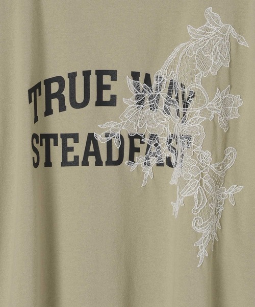 studio CLIP(スタディオクリップ)の「レースロゴロールアップTシャツ(Tシャツ/カットソー・レディース・グレー/カーキ/アイボリー・FREE)」の13枚目の写真