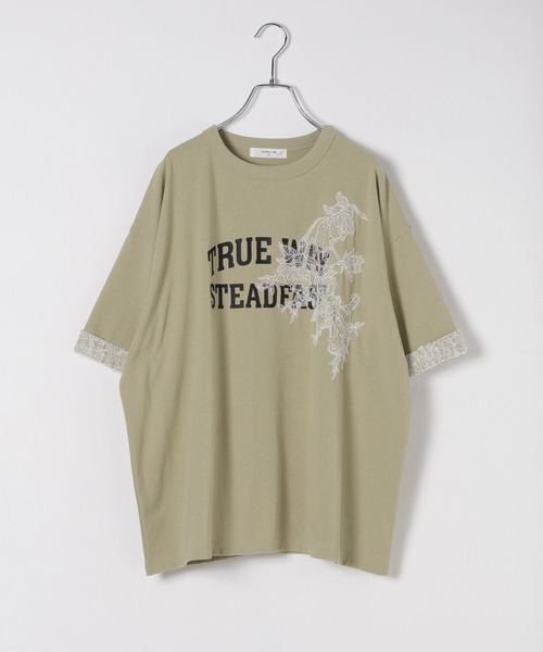 studio CLIP(スタディオクリップ)の「レースロゴロールアップTシャツ(Tシャツ/カットソー・レディース・グレー/カーキ/アイボリー・FREE)」の22枚目の写真