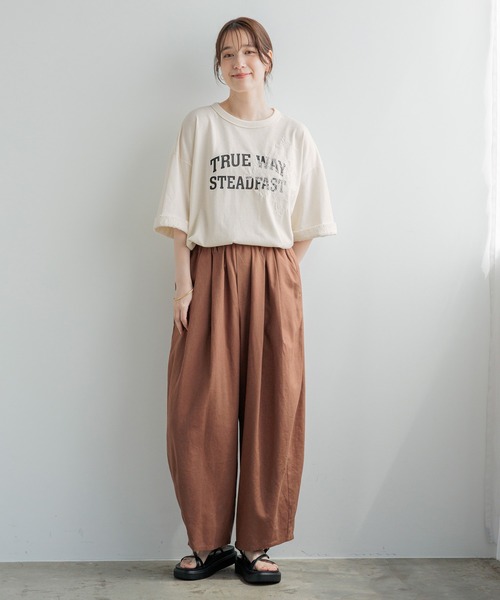 studio CLIP(スタディオクリップ)の「レースロゴロールアップTシャツ(Tシャツ/カットソー・レディース・グレー/カーキ/アイボリー・FREE)」の14枚目の写真
