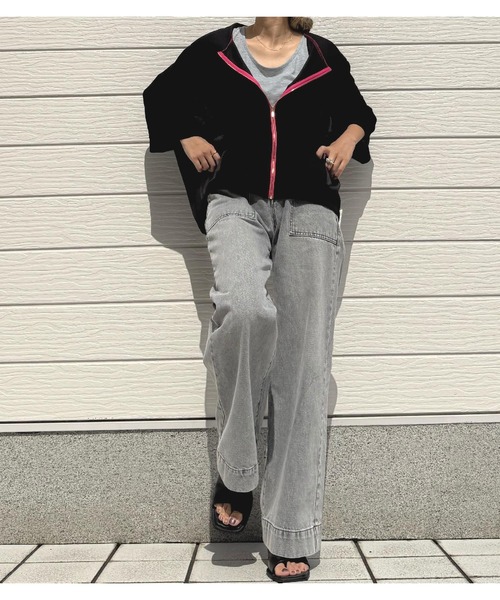 Q(キュー)の「ドルマンパーカー(パーカー・レディース・ブラック/オリーブ・MEDIUM)」の16枚目の写真