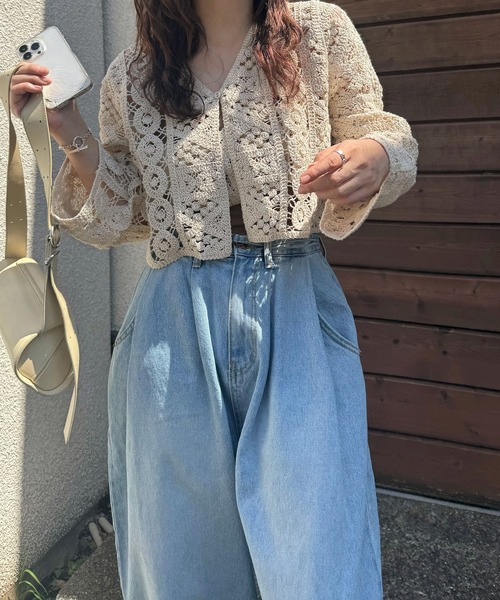 WILLFULLY(ウィルフリー)の「multi panel crochet knit(カーディガン/ボレロ・レディース・ナチュラル/ブラック・FREE)」の3枚目の写真