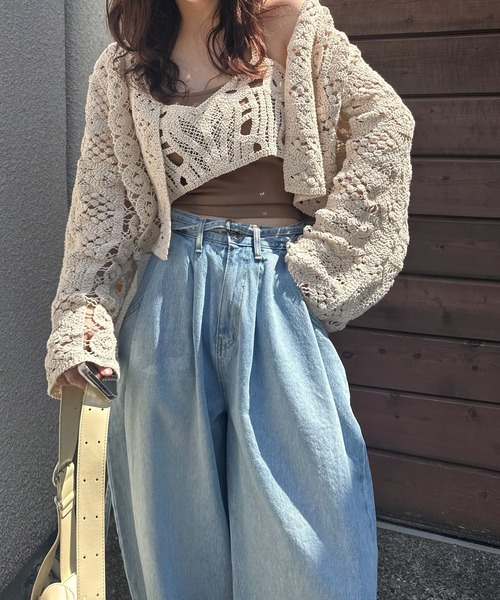 WILLFULLY(ウィルフリー)の「multi panel crochet knit(カーディガン/ボレロ・レディース・ナチュラル/ブラック・FREE)」の7枚目の写真