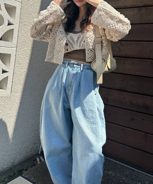 WILLFULLY(ウィルフリー)の「multi panel crochet knit(カーディガン/ボレロ・レディース・ナチュラル/ブラック・FREE)」の8枚目の写真