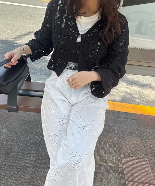 WILLFULLY(ウィルフリー)の「multi panel crochet knit(カーディガン/ボレロ・レディース・ナチュラル/ブラック・FREE)」の12枚目の写真