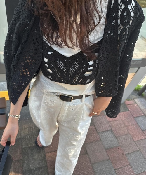 WILLFULLY(ウィルフリー)の「multi panel crochet knit(カーディガン/ボレロ・レディース・ナチュラル/ブラック・FREE)」の13枚目の写真