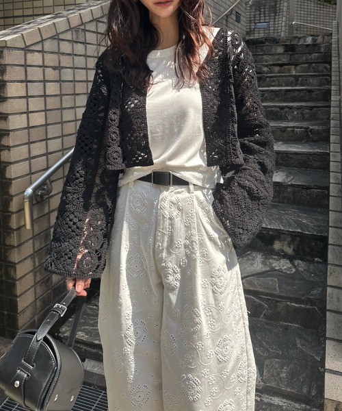 WILLFULLY(ウィルフリー)の「multi panel crochet knit(カーディガン/ボレロ・レディース・ナチュラル/ブラック・FREE)」の15枚目の写真