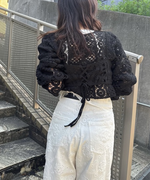 WILLFULLY(ウィルフリー)の「multi panel crochet knit(カーディガン/ボレロ・レディース・ナチュラル/ブラック・FREE)」の17枚目の写真