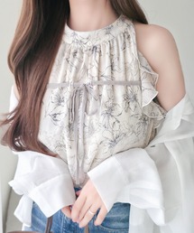 mily bilet（ミウィビレット）の「【mily bilet】洗練された大人フェミニン。アメスリ リボン付きフリルブラウス  チェック 花柄 ドット（シャツ/ブラウス）」
