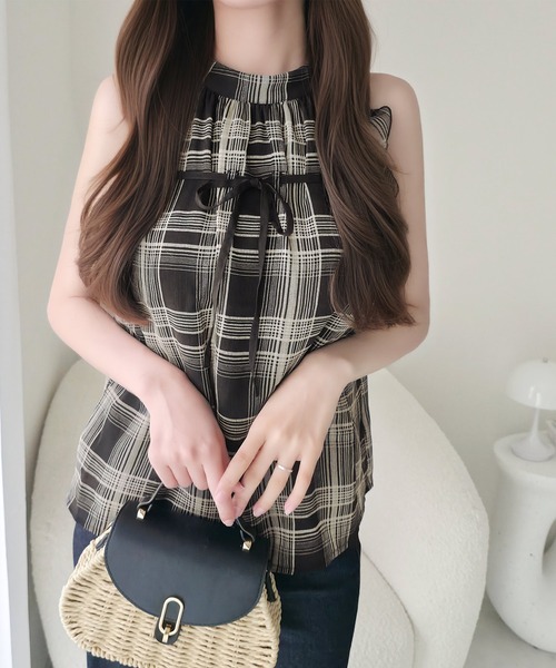 mily bilet(ミウィビレット)の「【mily bilet】洗練された大人フェミニン。アメスリ リボン付きフリルブラウス チェック 花柄 ドット(シャツ/ブラウス・レディース・ドット/アイボリー系1/ブラック系1・LARGE/MEDIUM/SMALL/X-LARGE)」の12枚目の写真