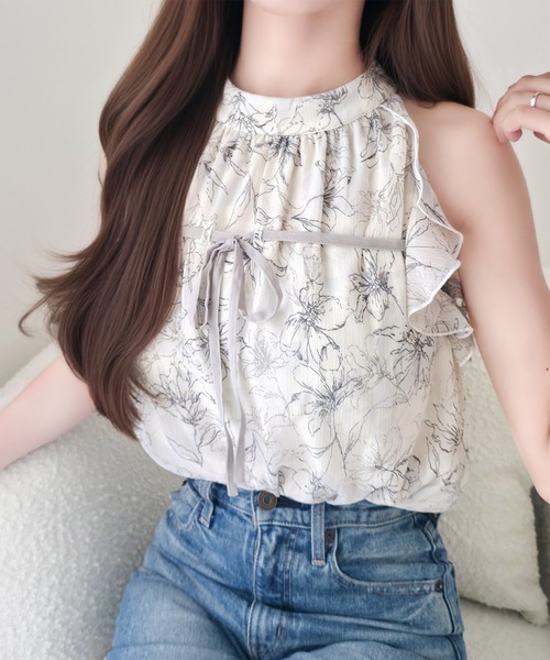 mily bilet(ミウィビレット)の「【mily bilet】洗練された大人フェミニン。アメスリ リボン付きフリルブラウス チェック 花柄 ドット(シャツ/ブラウス・レディース・ドット/アイボリー系1/ブラック系1・LARGE/MEDIUM/SMALL/X-LARGE)」の17枚目の写真
