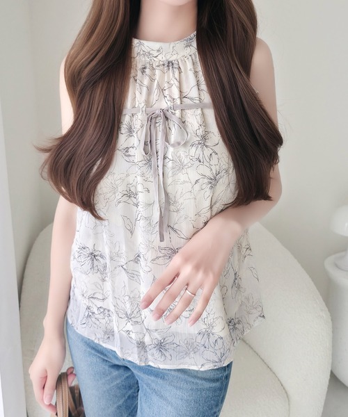 mily bilet(ミウィビレット)の「【mily bilet】洗練された大人フェミニン。アメスリ リボン付きフリルブラウス チェック 花柄 ドット(シャツ/ブラウス・レディース・ドット/アイボリー系1/ブラック系1・LARGE/MEDIUM/SMALL/X-LARGE)」の20枚目の写真