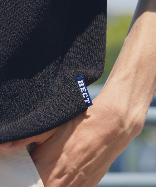 HECT】High Gauge Skipper Logo Knit Polo / ハイゲージ畦編み ロゴ