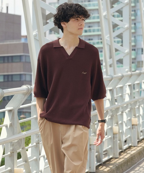 HECT(ヘクト)の「【HECT】High Gauge Skipper Logo Knit Polo / ハイゲージ畦編み ロゴ刺繍 スキッパー半袖ニットポロ<UVカット>(ポロシャツ・メンズ・オリーブ/ブラウン/ダークネイビー/チャコール/ブラック/ベージュ・S/L/M)」の17枚目の写真