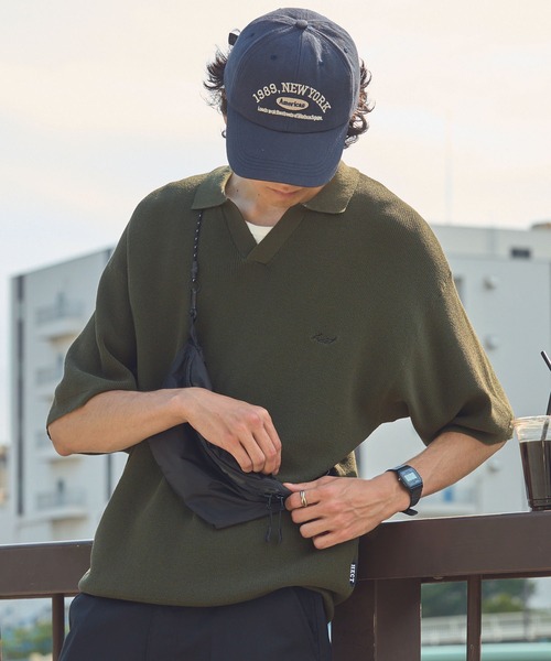 HECT(ヘクト)の「【HECT】High Gauge Skipper Logo Knit Polo / ハイゲージ畦編み ロゴ刺繍 スキッパー半袖ニットポロ<UVカット>(ポロシャツ・メンズ・オリーブ/ブラウン/ダークネイビー/チャコール/ブラック/ベージュ・S/L/M)」の14枚目の写真