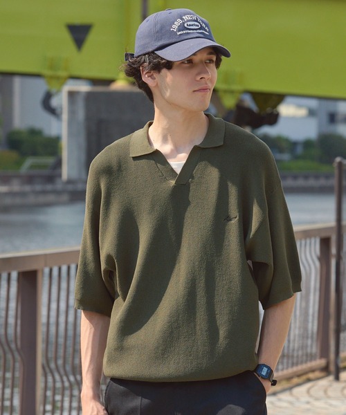 HECT(ヘクト)の「【HECT】High Gauge Skipper Logo Knit Polo / ハイゲージ畦編み ロゴ刺繍 スキッパー半袖ニットポロ<UVカット>(ポロシャツ・メンズ・オリーブ/ブラウン/ダークネイビー/チャコール/ブラック/ベージュ・S/L/M)」の13枚目の写真
