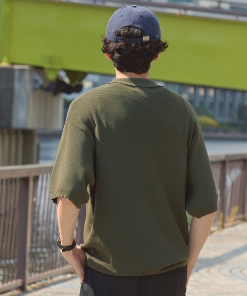 HECT(ヘクト)の「【HECT】High Gauge Skipper Logo Knit Polo / ハイゲージ畦編み ロゴ刺繍 スキッパー半袖ニットポロ<UVカット>(ポロシャツ・メンズ・オリーブ/ブラウン/ダークネイビー/チャコール/ブラック/ベージュ・S/L/M)」の11枚目の写真