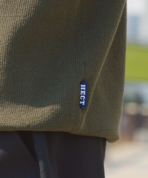 HECT(ヘクト)の「【HECT】High Gauge Skipper Logo Knit Polo / ハイゲージ畦編み ロゴ刺繍 スキッパー半袖ニットポロ<UVカット>(ポロシャツ・メンズ・オリーブ/ブラウン/ダークネイビー/チャコール/ブラック/ベージュ・S/L/M)」の10枚目の写真