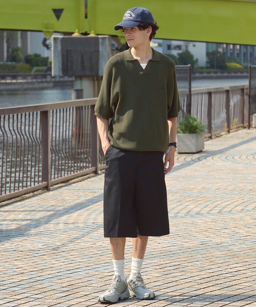 HECT(ヘクト)の「【HECT】High Gauge Skipper Logo Knit Polo / ハイゲージ畦編み ロゴ刺繍 スキッパー半袖ニットポロ<UVカット>(ポロシャツ・メンズ・オリーブ/ブラウン/ダークネイビー/チャコール/ブラック/ベージュ・S/L/M)」の7枚目の写真