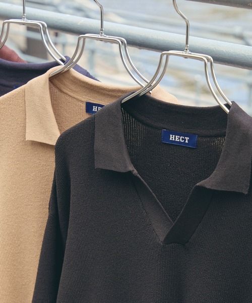 HECT】High Gauge Skipper Logo Knit Polo / ハイゲージ畦編み ロゴ