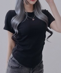 脇シャーリング半袖Tシャツ/カットソー