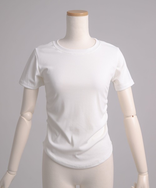 Diable baiser(ディアブルベーゼ)の「脇シャーリング半袖Tシャツ/カットソー(Tシャツ/カットソー・レディース・ブラック/オフホワイト・FREE)」の17枚目の写真
