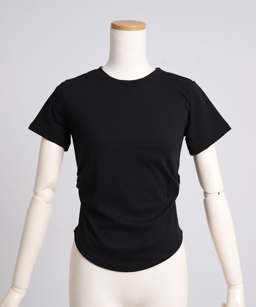 Diable baiser(ディアブルベーゼ)の「脇シャーリング半袖Tシャツ/カットソー(Tシャツ/カットソー・レディース・ブラック/オフホワイト・FREE)」の12枚目の写真