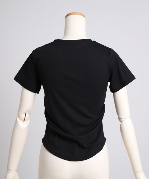 Diable baiser(ディアブルベーゼ)の「脇シャーリング半袖Tシャツ/カットソー(Tシャツ/カットソー・レディース・ブラック/オフホワイト・FREE)」の13枚目の写真