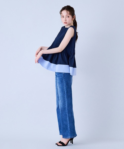 Audie a Muses(オーディアミューズ)の「ピンタックノースリーブブラウス(シャツ/ブラウス・レディース・ネイビー/ブラック/オフホワイト・38/42)」の22枚目の写真