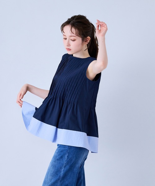 Audie a Muses(オーディアミューズ)の「ピンタックノースリーブブラウス(シャツ/ブラウス・レディース・ネイビー/ブラック/オフホワイト・38/42)」の21枚目の写真