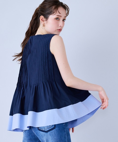 Audie a Muses(オーディアミューズ)の「ピンタックノースリーブブラウス(シャツ/ブラウス・レディース・ネイビー/ブラック/オフホワイト・38/42)」の20枚目の写真