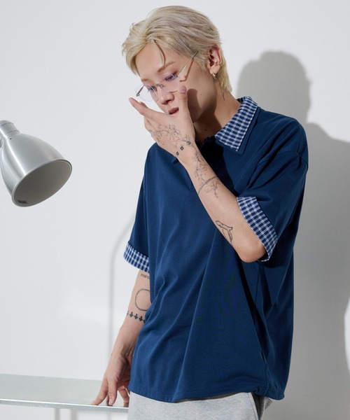 WEGO(ウィゴー)の「WEGO/【26年春夏新作】シャツレイヤードTシャツ(Tシャツ/カットソー・メンズ・ブラック/グレー/ネイビー・MEDIUM/LARGE)」の13枚目の写真