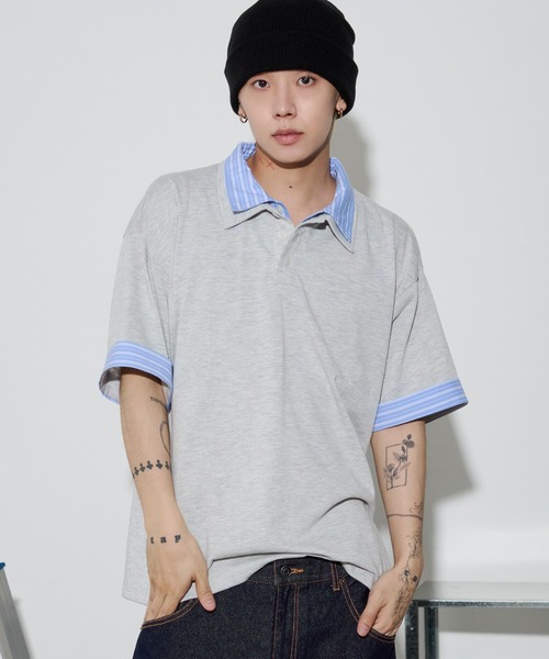 WEGO(ウィゴー)の「WEGO/【26年春夏新作】シャツレイヤードTシャツ(Tシャツ/カットソー・メンズ・ブラック/グレー/ネイビー・MEDIUM/LARGE)」の9枚目の写真