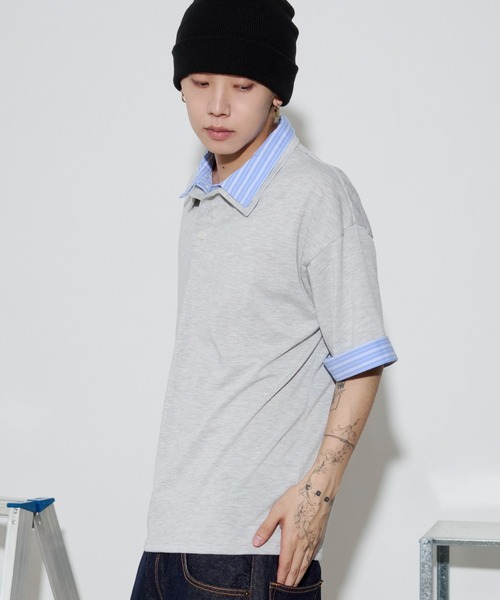 WEGO(ウィゴー)の「WEGO/【26年春夏新作】シャツレイヤードTシャツ(Tシャツ/カットソー・メンズ・ブラック/グレー/ネイビー・MEDIUM/LARGE)」の10枚目の写真