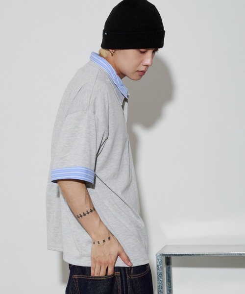 WEGO(ウィゴー)の「WEGO/【26年春夏新作】シャツレイヤードTシャツ(Tシャツ/カットソー・メンズ・ブラック/グレー/ネイビー・MEDIUM/LARGE)」の11枚目の写真