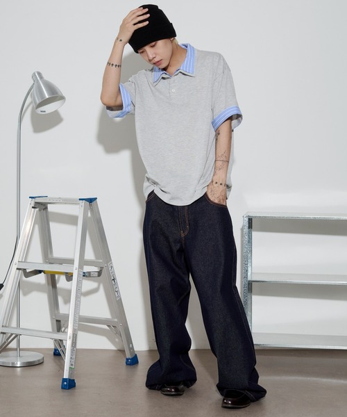 WEGO(ウィゴー)の「WEGO/【26年春夏新作】シャツレイヤードTシャツ(Tシャツ/カットソー・メンズ・ブラック/グレー/ネイビー・MEDIUM/LARGE)」の12枚目の写真