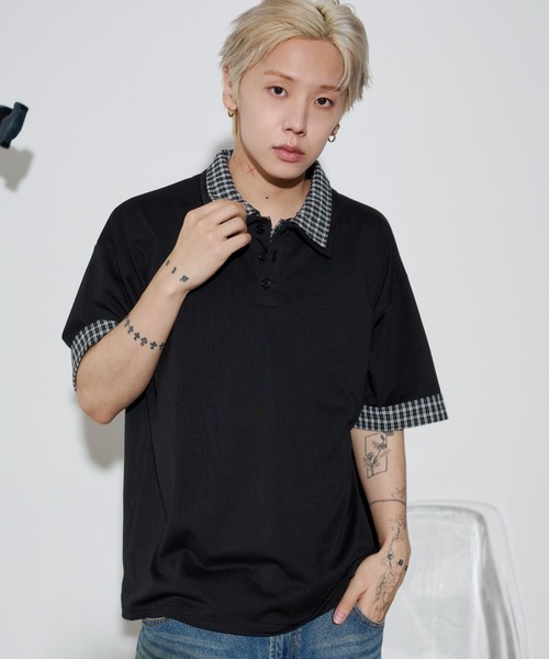 WEGO(ウィゴー)の「WEGO/【26年春夏新作】シャツレイヤードTシャツ(Tシャツ/カットソー・メンズ・ブラック/グレー/ネイビー・MEDIUM/LARGE)」の5枚目の写真