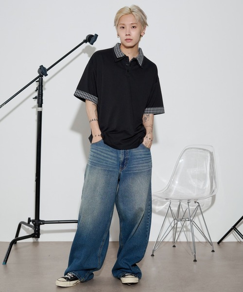 WEGO(ウィゴー)の「WEGO/【26年春夏新作】シャツレイヤードTシャツ(Tシャツ/カットソー・メンズ・ブラック/グレー/ネイビー・MEDIUM/LARGE)」の6枚目の写真