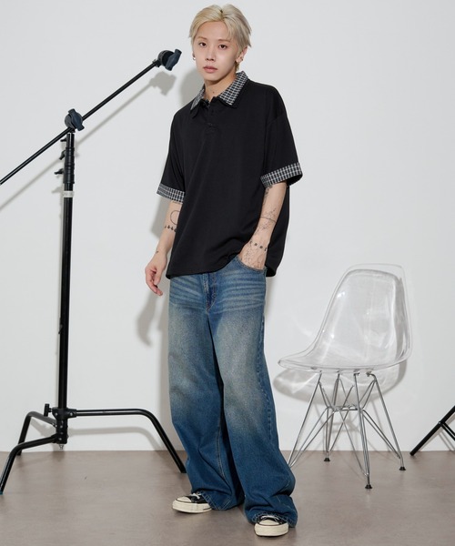 WEGO(ウィゴー)の「WEGO/【26年春夏新作】シャツレイヤードTシャツ(Tシャツ/カットソー・メンズ・ブラック/グレー/ネイビー・MEDIUM/LARGE)」の7枚目の写真