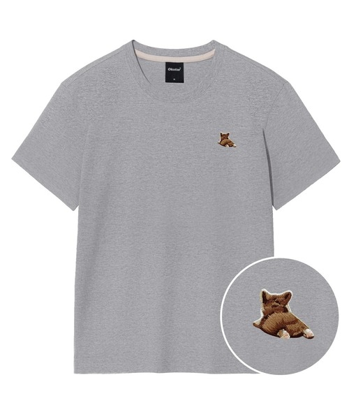 OKSTAR(オクスター)の「ウェルシコギ刺繍半袖(Tシャツ/カットソー・レディース・グレー/ダークグリーン/ネイビー/ベージュ/ホワイト/クリーム/ダークグレー/ライトグレー/ダークブルー/ライトベージュ/カーキ/ブラック・X-LARGE/LARGE/MEDIUM/SMALL/2XL/4XL/3XL)」の4枚目の写真