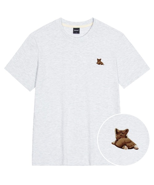 OKSTAR(オクスター)の「ウェルシコギ刺繍半袖(Tシャツ/カットソー・レディース・グレー/ダークグリーン/ネイビー/ベージュ/ホワイト/クリーム/ダークグレー/ライトグレー/ダークブルー/ライトベージュ/カーキ/ブラック・X-LARGE/LARGE/MEDIUM/SMALL/2XL/4XL/3XL)」の3枚目の写真