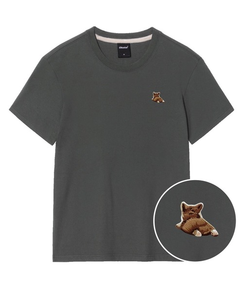 OKSTAR(オクスター)の「ウェルシコギ刺繍半袖(Tシャツ/カットソー・レディース・グレー/ダークグリーン/ネイビー/ベージュ/ホワイト/クリーム/ダークグレー/ライトグレー/ダークブルー/ライトベージュ/カーキ/ブラック・X-LARGE/LARGE/MEDIUM/SMALL/2XL/4XL/3XL)」の5枚目の写真