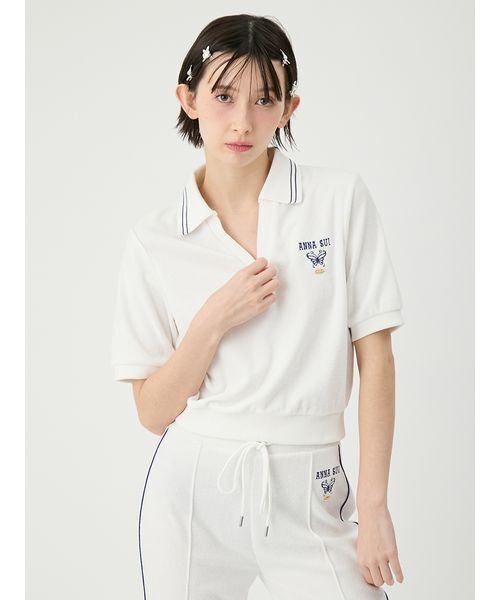 LILY BROWN(リリーブラウン)の「【LILY BROWN×ANNA SUI】パイルポロトップス(Tシャツ/カットソー・レディース・ピンク/ホワイト/ネイビー・F)」の8枚目の写真