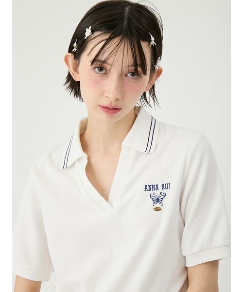 LILY BROWN(リリーブラウン)の「【LILY BROWN×ANNA SUI】パイルポロトップス(Tシャツ/カットソー・レディース・ピンク/ホワイト/ネイビー・F)」の11枚目の写真